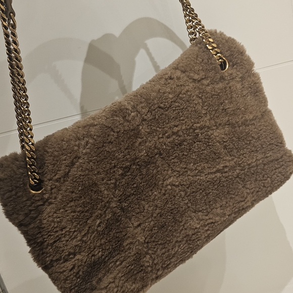 Yves Saint Laurent Tan Shearling Shoulder Bag - Picture 3 of 4